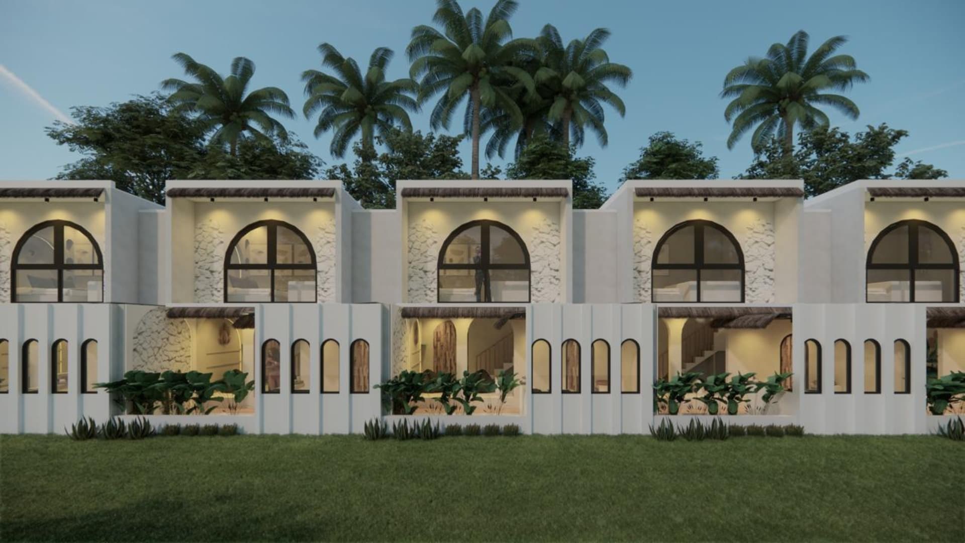 Tampak eksterior Villa Lodji Svarga 2 yang elegan dan mewah di Yogyakarta